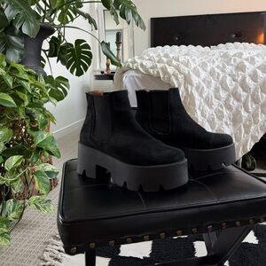 Gina Black Suede Platform Chelsea Ankle Boots